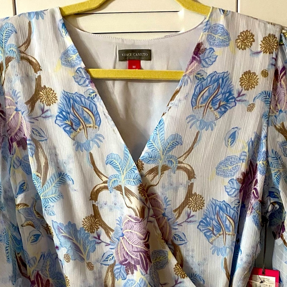 Vince Camuto Wrap Top, Floral, Sz M, Lined, Semi sheer, NWT, Patel, 9139024 - Picture 8 of 16